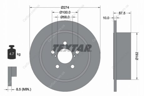 Гальмівний диск TEXTAR 92167800 (фото 1)