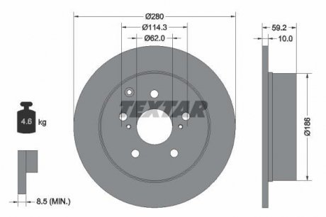 Тормозной диск TEXTAR 92168103 (фото 1)