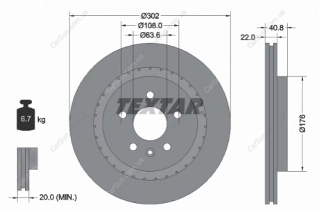 Гальмівний диск TEXTAR 92168305 (фото 1)