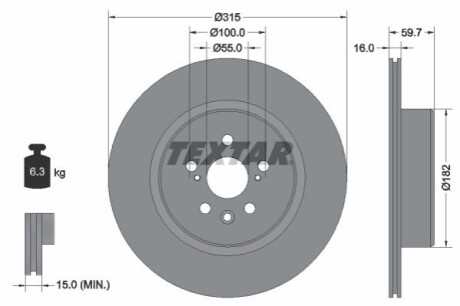 Гальмівний диск TEXTAR 92169503