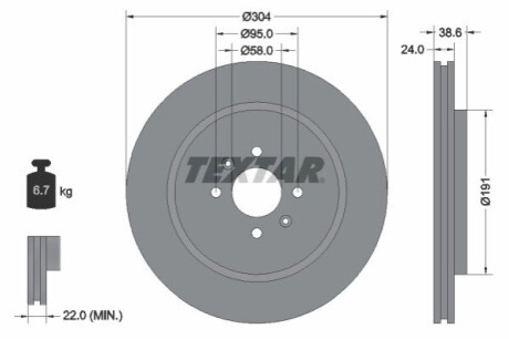 ПЕРЕДНИЙ ГАЛЬМУВАЛЬНИЙ ДИСК 304X24 V TEXTAR 92170203