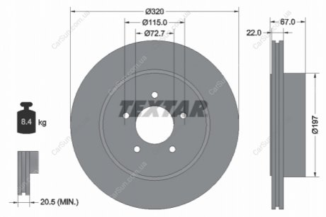 Гальмівний диск TEXTAR 92177205 (фото 1)