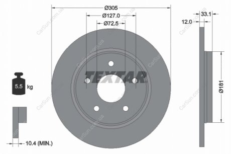 Гальмівний диск TEXTAR 92181005 (фото 1)