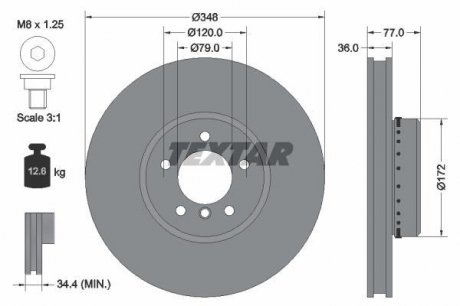 Гальмівний диск TEXTAR 92182425 (фото 1)