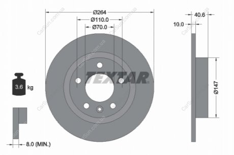 Тормозной диск TEXTAR 92186403 (фото 1)