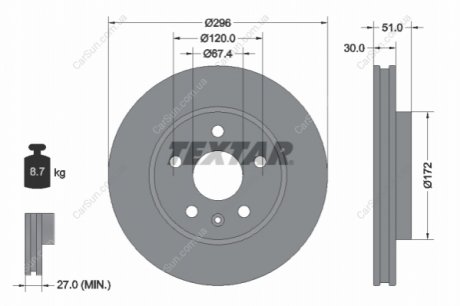 Гальмівний диск TEXTAR 92186905 (фото 1)