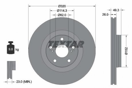 Гальмівний диск TEXTAR 92195303 (фото 1)