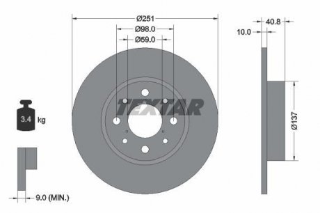 Тормозной диск TEXTAR 92202303 (фото 1)