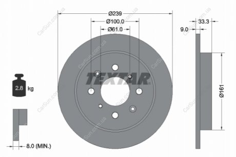 Гальмівний диск TEXTAR 92204000 (фото 1)