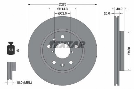 Тормозной диск TEXTAR 92204703 (фото 1)