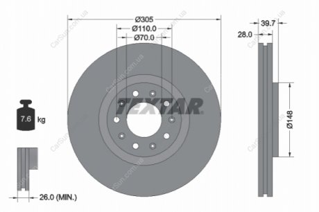 Тормозной диск TEXTAR 92220803 (фото 1)