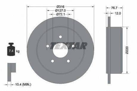 Тормозной диск TEXTAR 92227700 (фото 1)