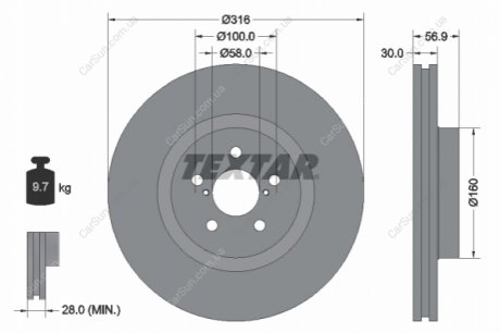 Гальмівний диск TEXTAR 92236503 (фото 1)