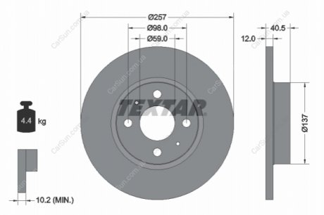 Тормозной диск TEXTAR 92236703 (фото 1)