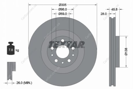 Гальмівний диск TEXTAR 92237603 (фото 1)