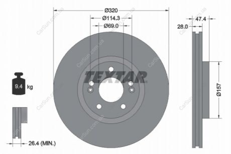Гальмівний диск TEXTAR 92237805 (фото 1)