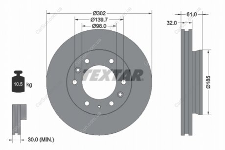 Гальмівний диск TEXTAR 92253403 (фото 1)