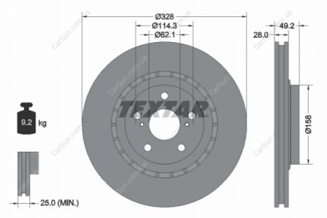 Гальмівний диск TEXTAR 92259405 (фото 1)