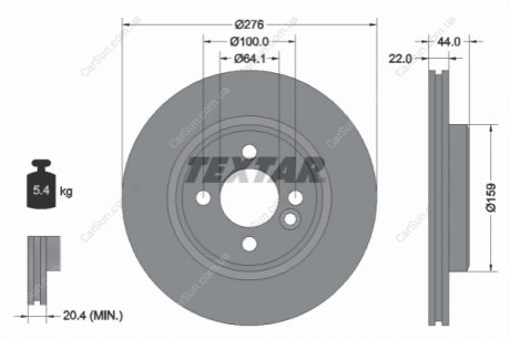 Гальмівний диск TEXTAR 92262403