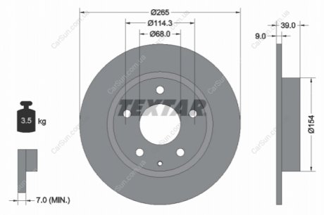 Гальмівний диск TEXTAR 92267703 (фото 1)