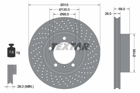 TARCZA HAM. PORSCHE P. BOXSTER/CAYMAN 2,7 12- PR TEXTAR 92280005