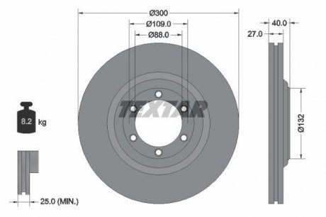 ПЕРЕДНИЙ ГАЛЬМУВАЛЬНИЙ ДИСК 300X27 В TEXTAR 92282403