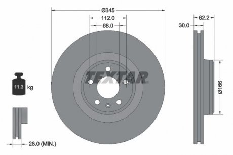 Гальмівний диск TEXTAR 92294305 (фото 1)