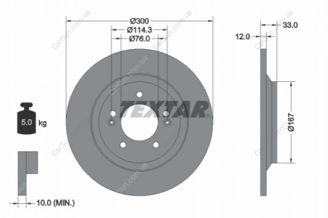 TARCZA HAM. HYUNDAI T. I30 2,0 16- TEXTAR 92296303