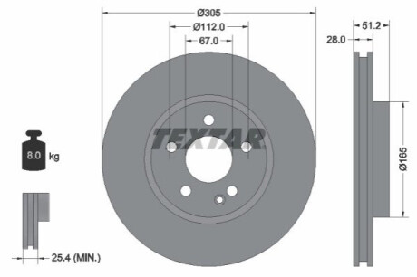 ПЕРЕДНИЙ ГАЛЬМУВАЛЬНИЙ ДИСК 305X28 V TEXTAR 92296705