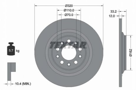 Диск тормозной (задний) Jeep Cherokee 2.0-3.2 13- (320x12) PRO TEXTAR 92304103