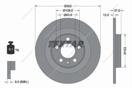Гальмівний диск TEXTAR 92304703 (фото 1)