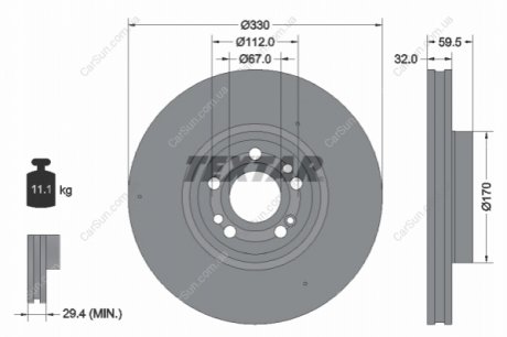 TARCZA HAM. DB P. V167 2,0 D 4-MATIC 18- TEXTAR 92307105