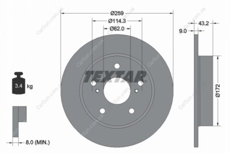 Гальмівний диск TEXTAR 92308303 (фото 1)