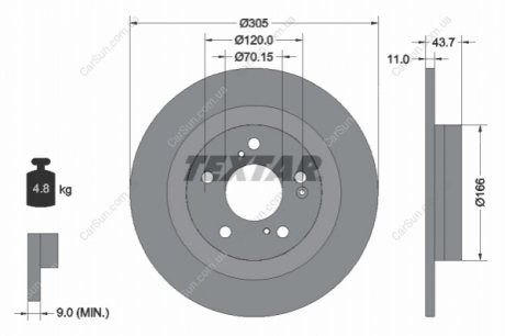 Гальмівний диск TEXTAR 92308403 (фото 1)