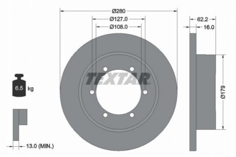 ГАЛЬМІВНИЙ ДИСК. RENAULT T. MAXITY 2.5-3.0 D 07-16 TEXTAR 92308500 (фото 1)