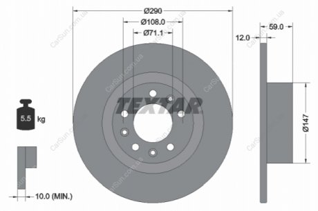 TARCZA HAM. PEUGEOT T. 508 1,6-2,2 BLUEHDI 10-18 TEXTAR 92313603