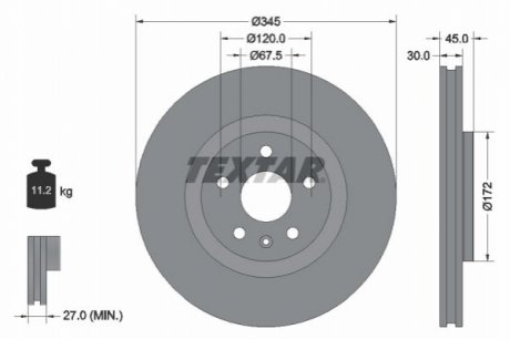 ГАЛЬМІВНИЙ ДИСК. OPEL P. INSIGNIA 1.4-2.0 17- TEXTAR 92314505