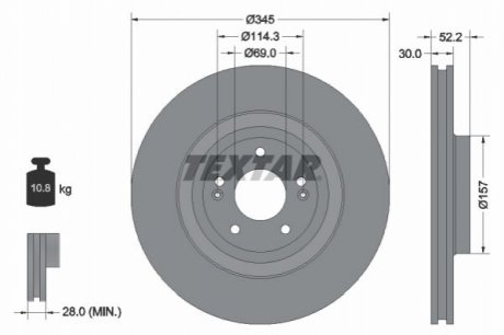 ПЕРЕДНИЙ ГАЛЬМУВАЛЬНИЙ ДИСК 345X30 V TEXTAR 92315103