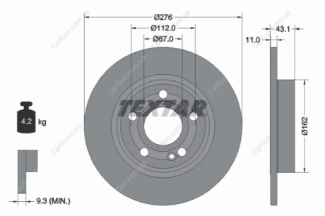 TARCZA HAMULCOWA TYL TEXTAR 92316803 (фото 1)