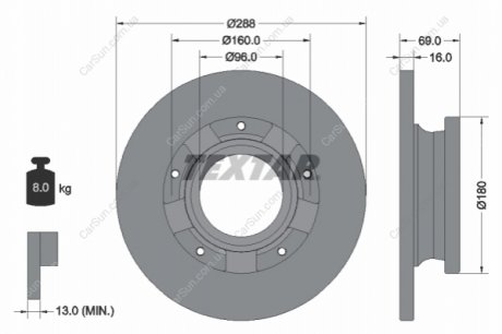 Гальмівний диск TEXTAR 92316903 (фото 1)