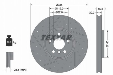 ПЕРЕДНИЙ ГАЛЬМУВАЛЬНИЙ ДИСК 335X30 V TEXTAR 92317105