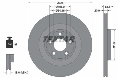 ГАЛЬМІВНИЙ ДИСК. JAGUAR T. F-TYPE 2.0-5.0 12- TEXTAR 92319905