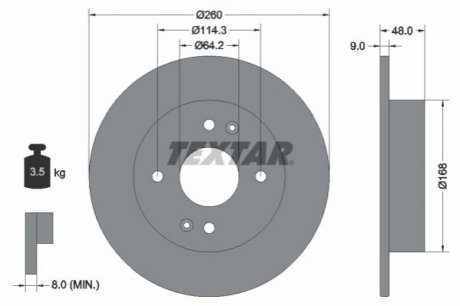 ЗАДНІЙ ГАЛЬМУВАЛЬНИЙ ДИСК 260X9 P TEXTAR 92320203 (фото 1)