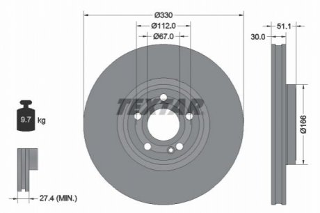 ПЕРЕДНИЙ ГАЛЬМУВАЛЬНИЙ ДИСК 330X30 V TEXTAR 92323305