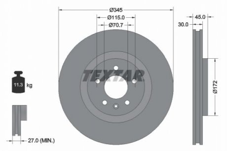 ГАЛЬМІВНИЙ ДИСК. OPEL P. INSIGNIA 1.4-2.0 17- TEXTAR 92323705