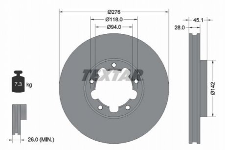 ПЕРЕДНИЙ ГАЛЬМУВАЛЬНИЙ ДИСК 276X28 V TEXTAR 92324003