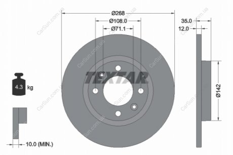 TARCZA HAM. OPEL T. CORSA F 19- TEXTAR 92325903 (фото 1)