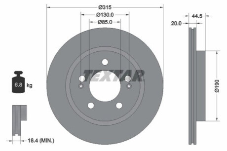 ГАЛЬМІВНИЙ ДИСК. SSANGYONG T. REXTON 2.0/2.2 E-XDI 17- TEXTAR 92332903