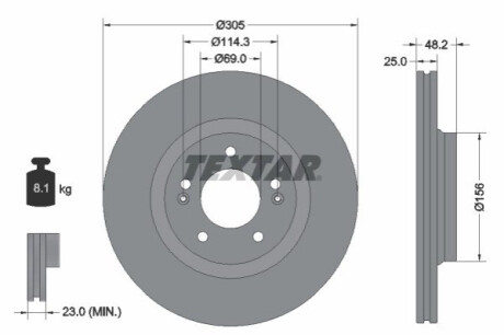 ГАЛЬМІВНИЙ ДИСК. HYUNDAI P. SONATA 2.0-2.5 20- TEXTAR 92333203