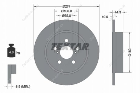 TARCZA HAM. TOYOTA T. YARIS 1,5 HYBRID 20- TEXTAR 92333703